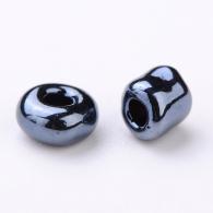 12/0 Glas Rocailles, Iris rund, schwarz, 2mm, 50 Gramm - #492141