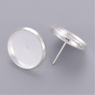 20 silberfarbene Ohrstecker, 12 mm - #70186