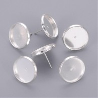 20 silberfarbene Ohrstecker, 12 mm - #70186