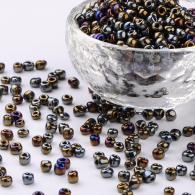 6/0 Glas Rocailles, Iris Runde, Bunte, 4mm, Loch: 1mm; &amp;uuml;ber 450pcs / 50 Gramm - #217345