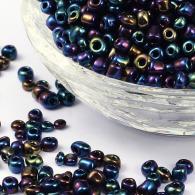 6/0 Glas Rocailles, Iris Runde, Bunte, 4mm, Loch: 1mm; &amp;uuml;ber 450pcs / 50 Gramm - #217344