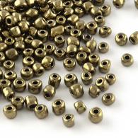 6/0 Glas Rocailles, Iris Runde, CoconutBrown, 4mm, Loch: 1mm; &amp;uuml;ber 450pcs / 50 Gramm - #217347