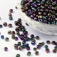 6/0 Glas Rocailles, Iris Runde, PrussianBlue, 4mm, Loch: 1mm; &amp;uuml;ber 450pcs / 50 Gramm - #217346