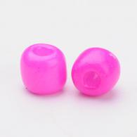 Backen Farbe Glas Rocailles, Fuchsia, 6/0, 4 ~ 5x3 ~ 4mm, Loch: 1 ~ 2 mm; etwa 4500pcs / bag - #217422