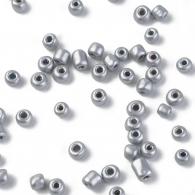 Backen Farbe Glas Rocailles, Silber, 6/0, 4 ~ 5x3 ~ 4mm, Loch: 1 ~ 2 mm; etwa 4500pcs / bag - #217349