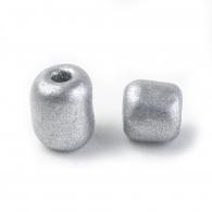 Backen Farbe Glas Rocailles, Silber, 6/0, 4 ~ 5x3 ~ 4mm, Loch: 1 ~ 2 mm; etwa 4500pcs / bag - #217349