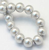 Backen Painted Pearlized Glasperlen-runder Korn-Strands,  silber, 8 ~ 9mm, Loch: 1mm; &amp;uuml;ber 105pcs / strand, 31,4&amp;quot; - #492270