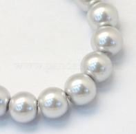 Backen Painted Pearlized Glasperlen-runder Korn-Strands,  silber, 8 ~ 9mm, Loch: 1mm; &amp;uuml;ber 105pcs / strand, 31,4&amp;quot; - #492270