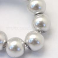 Backen Painted Pearlized Glasperlen-runder Korn-Strands,  silber, 8 ~ 9mm, Loch: 1mm; &amp;uuml;ber 105pcs / strand, 31,4&amp;quot; - #492270