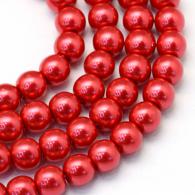 Backen Painted Pearlized Glasperlen-runder Korn-Strands, Purpurrot, 4 ~ 5mm, Loch: 1mm; &amp;uuml;ber 210pcs / strand, 31,4&amp;quot; - #217339