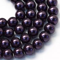 Backen Painted Pearlized Glasperlen-rundes Korn-Strands, CoconutBrown, 8 ~ 9mm, Loch: 1mm; &amp;uuml;ber 105pcs / strand, 31,4&amp;quot; - #217335