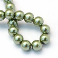 Backen Painted Pearlized Glasperlen-rundes Korn-Strands, Olivedrab, 4 ~ 5mm, Loch: 1mm; &amp;uuml;ber 210pcs / strand, 31,4&amp;quot; - #217333