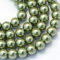 Backen Painted Pearlized Glasperlen-rundes Korn-Strands, Olivedrab, 4 ~ 5mm, Loch: 1mm; &amp;uuml;ber 210pcs / strand, 31,4&amp;quot; - #217333