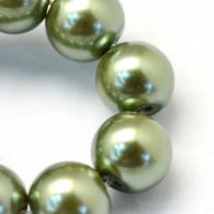 Backen Painted Pearlized Glasperlen-rundes Korn-Strands, Olivedrab, 4 ~ 5mm, Loch: 1mm; &amp;uuml;ber 210pcs / strand, 31,4&amp;quot; - #217333