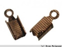 Bronze 4mm x 11mm Leder Mützen - 10 stuck - #2698