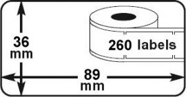 DymoLabels 36x89 - 260stickers pro Rolle - #6528