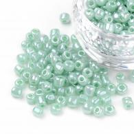 Glasperlen, Ceylon, rund, Aqua, 4mm, Loch: 1.5mm; &amp;uuml;ber 450pcs / 50 Gramm - #217355