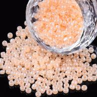 Glasperlen, Ceylon, rund, Bisque, 4mm, Loch: 1.5mm; &amp;uuml;ber 450pcs / 50 Gramm - #217356