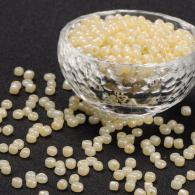 Glasperlen, Ceylon, rund, ChampagneYellow, 4mm, Loch: 1.5mm; &amp;uuml;ber 450pcs / 50 Gramm - #217362