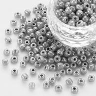 Glasperlen, Ceylon, rund, Darkgray, 4mm, Loch: 1.5mm; &amp;uuml;ber 450pcs / 50 Gramm - #217358