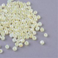 Glasperlen, Ceylon, rund, LightGoldenRodYellow, 4mm, Loch: 1.5mm; &amp;uuml;ber 450pcs / 50 Gramm - #217364