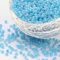 Glasperlen, Ceylon, rund, PaleTurquoise, 4mm, Loch: 1.5mm; &amp;uuml;ber 450pcs / 50 Gramm - #217354