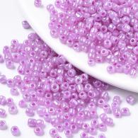 Glasperlen, Ceylon, Runde, Violett, 2mm, Loch: 1mm; &amp;uuml;ber 3000pcs / 50Gramm - #217368