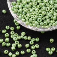 Glasperlen, Opaque Farben gl&amp;auml;nzende, rund, gr&amp;uuml;ngelb, 4mm, Loch: 1.5mm; &amp;uuml;ber 450pcs / 50 Gramm - #217384