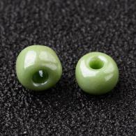 Glasperlen, Opaque Farben gl&amp;auml;nzende, rund, gr&amp;uuml;ngelb, 4mm, Loch: 1.5mm; &amp;uuml;ber 450pcs / 50 Gramm - #217384