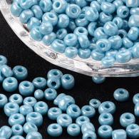 Glasperlen, Opaque Farben gl&amp;auml;nzende, rund, lightcyan, 4mm, Loch: 1.5mm; &amp;uuml;ber 450pcs / 50 Gramm - #217381