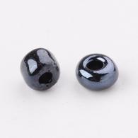 Glasperlen, Opaque Farben gl&amp;auml;nzende, rund, schwarz, 4mm, Loch: 1.5mm; &amp;uuml;ber 450pcs / 50 Gramm - #217378