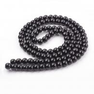 Glasperlen Perlen Str&amp;auml;nge, Pearlized, rund, schwarz, 8mm, Loch: 1mm; &amp;uuml;ber 105pcs / strand, 32&amp;quot; - #217328