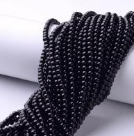Glasperlen Perlen Str&amp;auml;nge, Pearlized Runde, Schwarz, 4mm, Loch: 0,8 ~ 1 mm, &amp;uuml;ber 216pcs / strand, 32&amp;quot; - #217329