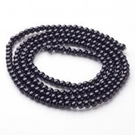 Glasperlen Perlen Str&amp;auml;nge, Pearlized Runde, Schwarz, 4mm, Loch: 0,8 ~ 1 mm, &amp;uuml;ber 216pcs / strand, 32&amp;quot; - #217329