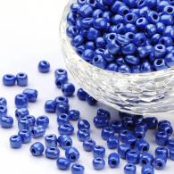 Glass Seed Beads, Opaque Colors Lustered, Round, Blue, 2mm, 50g - #492233
