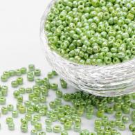 Glass Seed Beads, Opaque Colors Lustered, Round, GreenYellow, 3mm, Hole: 1mm; about 10000pcs/pound(SEED-A012-3mm-124) - #132260