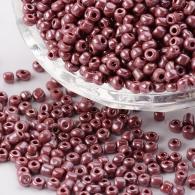 Glass Seed Beads, Opaque Colors Lustered, Round, IndianRed, 3mm, Hole: 1mm; about 10000pcs/pound(SEED-A012-3mm-126) - #132263