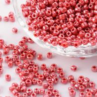 Glass Seed Beads, Opaque Colors Lustered, Round, Red, 2mm, 100gram - #492144