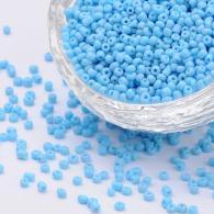 Glass Seed Beads, Opaque Colours Seed, Round, LightSkyBlue, Size: about 2mm in diameter, hole:1mm, - #132215