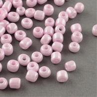 Glass Seed Beads, Opaque Colours Seed, Round, Pink, 2mm, Hole:1mm; - #132225