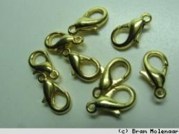 Goldfarbiger  Karabinerverschluss 12mm - pro 10 Stück - #208