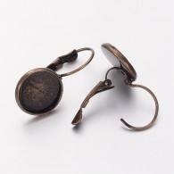Ohrringe Bronzefarbe um Cabucon 27 mm - pro 10 Stück - #13427