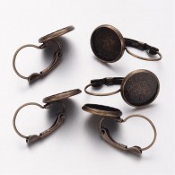 Ohrringe Bronzefarbe um Cabucon 27 mm - pro 10 Stück - #13427