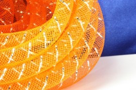 Orange mit silber Netz Draht - metallook - 8mm - #20682