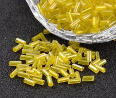 Rocailles bugle gelb 2x6mm - 100 Gram (2400stuck) - #492238